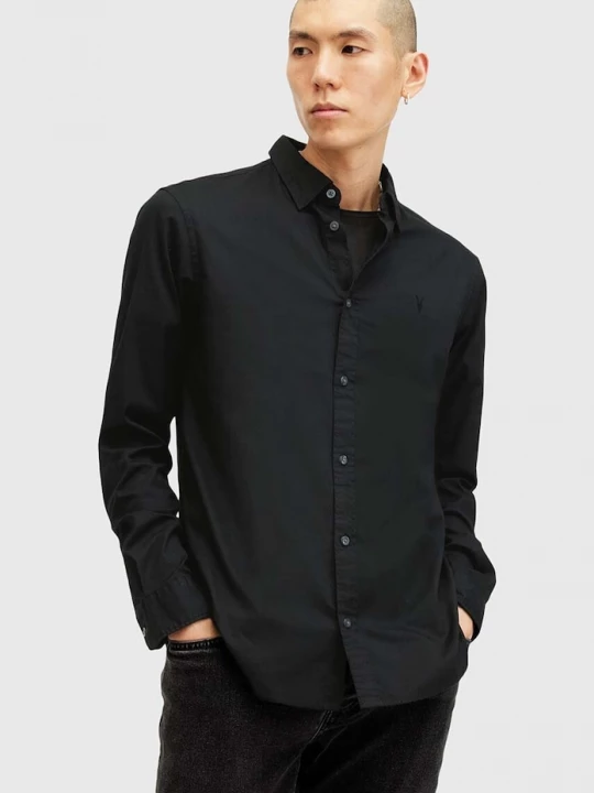Obrázek produktu AllSaints košile pánská bavlněná elastanem HAWTHORNE LS SHIRT černá