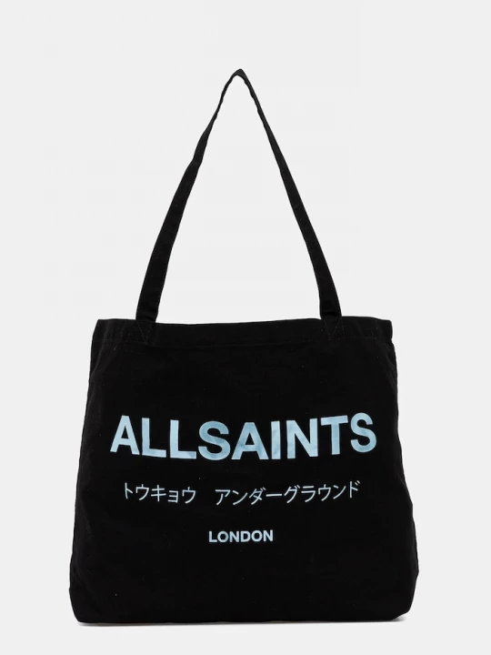 Obrázek produktu AllSaints Bavlněná taška AllSaints 38 x 35 x 12 cm černá