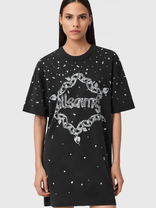 Obrázek produktu AllSaints Bavlněné šaty AllSaints DRIP černá