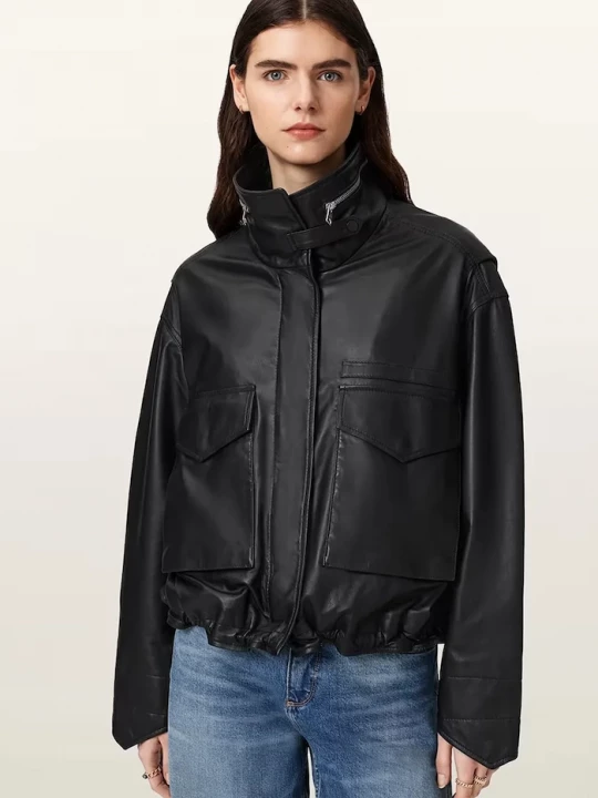 Obrázek produktu AllSaints bomber dámský kožený černá
