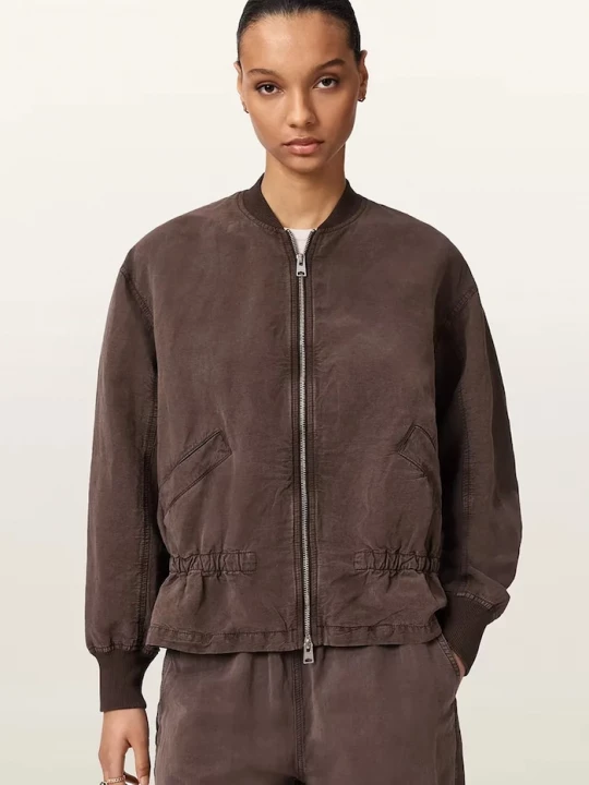 Obrázek produktu AllSaints bomber dámský se lnem SOFI hnědá