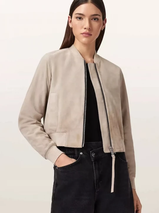 Obrázek produktu AllSaints bomber dámský semišový ORTEN béžová