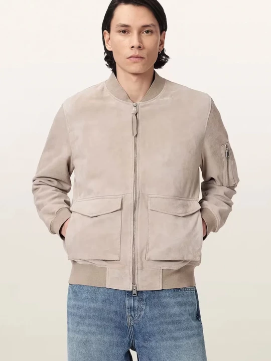 Obrázek produktu AllSaints bomber pánský semišový ROKKO béžová