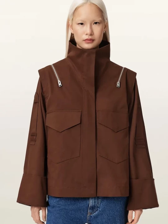 Obrázek produktu AllSaints bunda dámská s bavlnou LEIGHTON hnědá