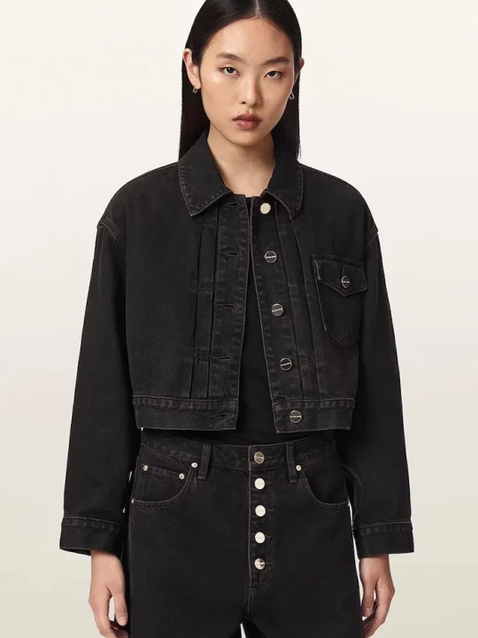 Obrázek produktu AllSaints džínová bunda dámská BLINK CROPPED JACKET hnědá