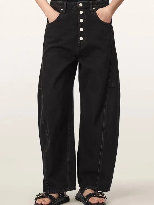 Obrázek produktu AllSaints džíny barrel dámské CARTER BUTTON JEAN hnědá
