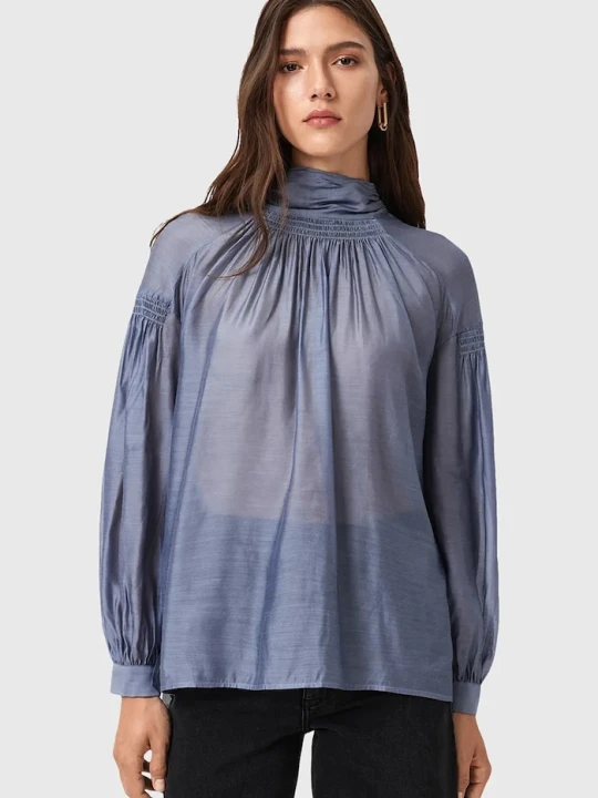 Obrázek produktu AllSaints Halenka s příměsí hedvábí PEARLA fialová