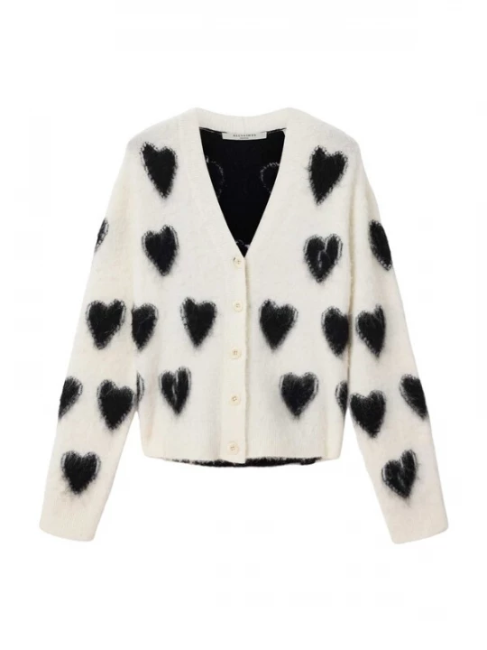 Obrázek produktu AllSaints Kardigan 'SCATTER HEART' černá / přírodní bílá