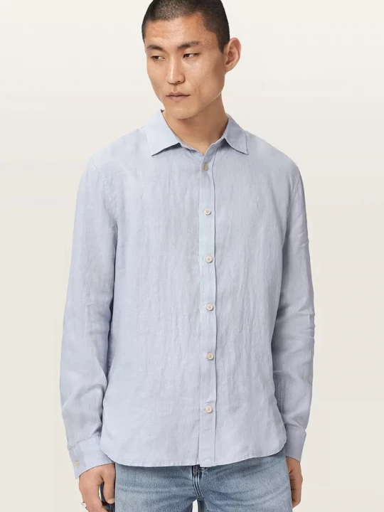 Obrázek produktu AllSaints košile pánská lněná LOOM modrá