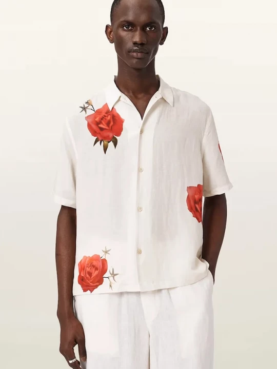 Obrázek produktu AllSaints košile pánská se lnem FLEUR béžová