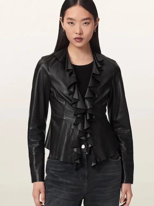 Obrázek produktu AllSaints košilová halenka dámská kožená LUANA LEA SHIRT černá