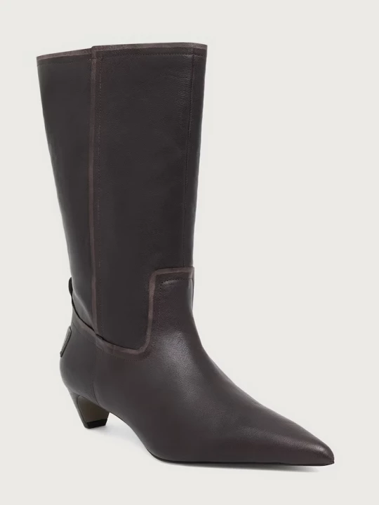 Obrázek produktu AllSaints kozačky nad kolena na nízkém podpatku dámské kožené Veda Boot hnědá