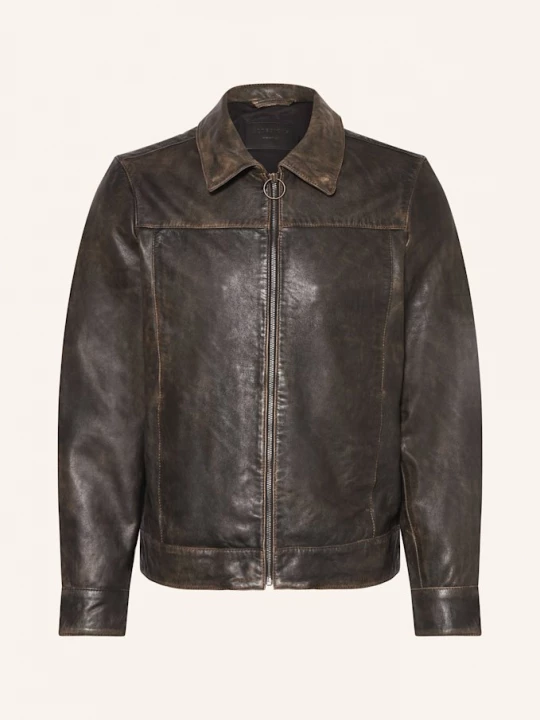 Obrázek produktu Allsaints Kožená Bunda Alkan černá / tmavě hnědá