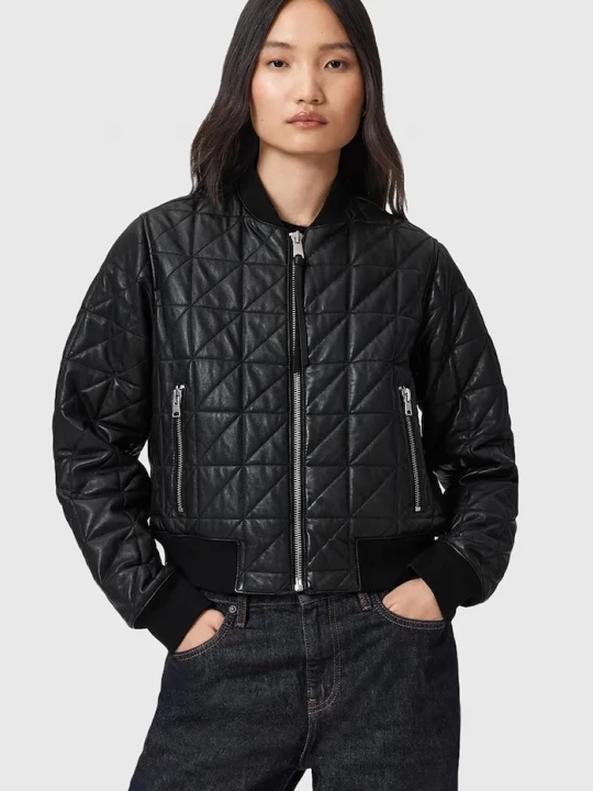 Obrázek produktu AllSaints Kožená bunda bomber AllSaints CARLY černá