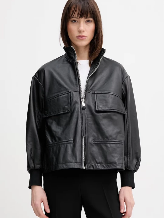 Obrázek produktu AllSaints Kožená bunda bomber AllSaints FLOR černá