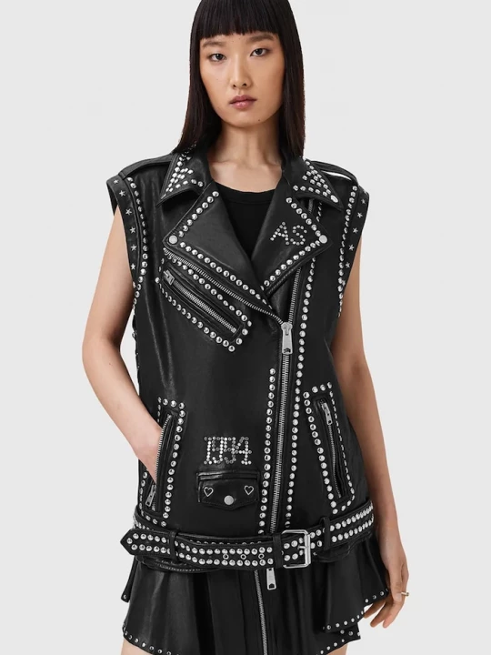Obrázek produktu AllSaints Kožená vesta AllSaints BILLIE černá