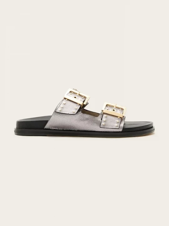 Obrázek produktu AllSaints Kožené pantofle AllSaints Magda Stud Sandal stříbrná