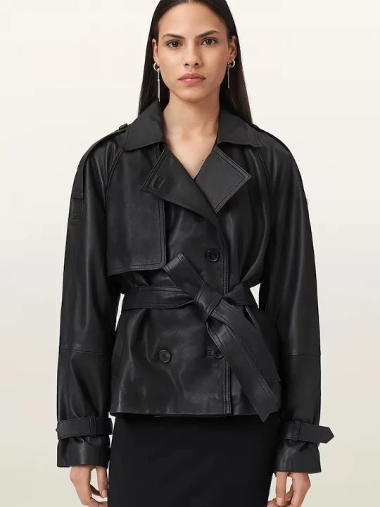 Obrázek produktu AllSaints Kožený trenčkot AllSaints REED černá