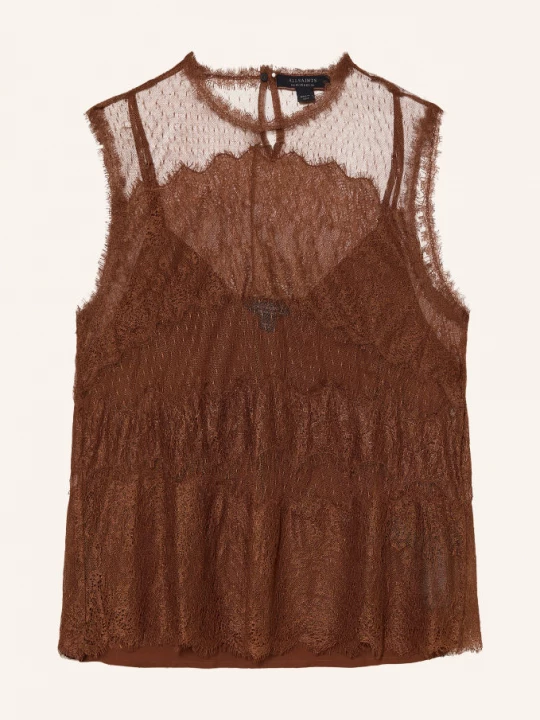 Obrázek produktu Allsaints Krajkový Top Clara hnědá
