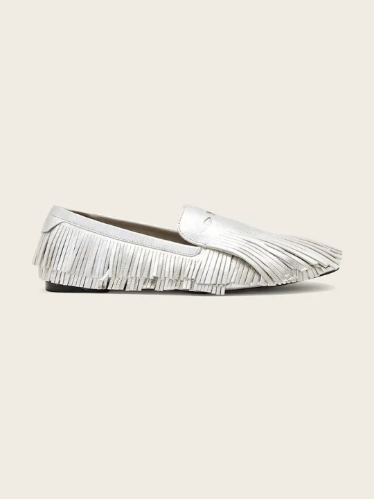 Obrázek produktu AllSaints mokasíny dámské kožené Sandy Fringe Loafer stříbrná