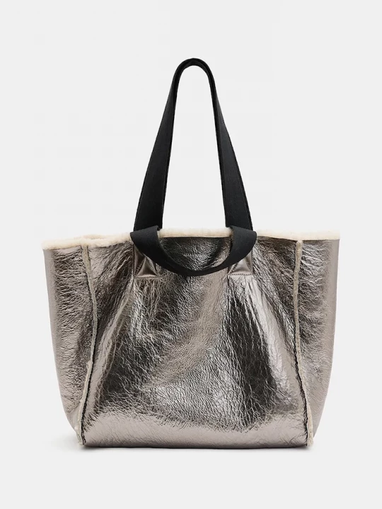 Obrázek produktu AllSaints Oboustranná kožená kabelka AllSaints IZZY SHEARLING hnědá