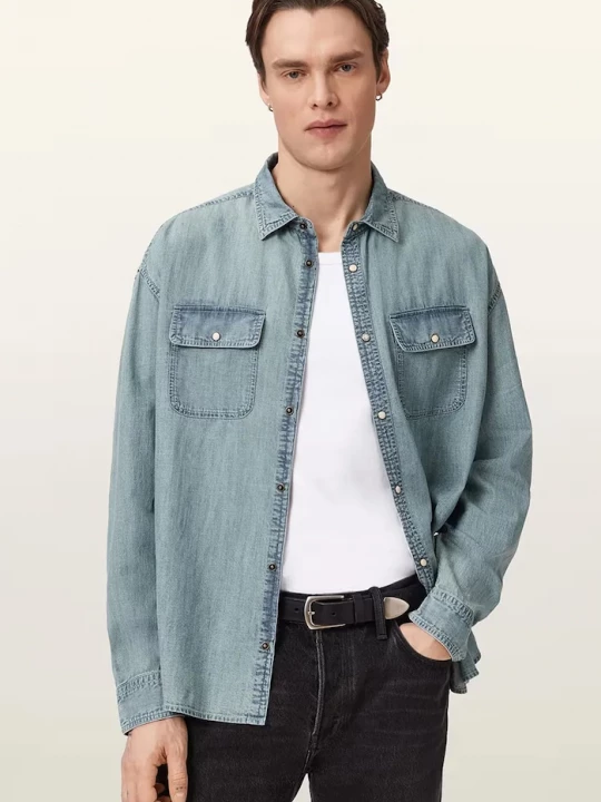 Obrázek produktu AllSaints pánská džínová košile GRIBBS modrá