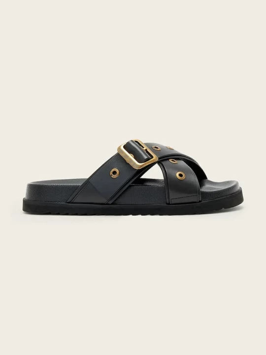 Obrázek produktu AllSaints pantofle na plochém podpatku kožené Suki Western Sandal černá