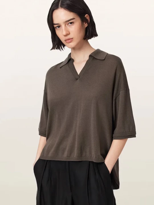 Obrázek produktu AllSaints polo dámské s vlnou BERN zelená