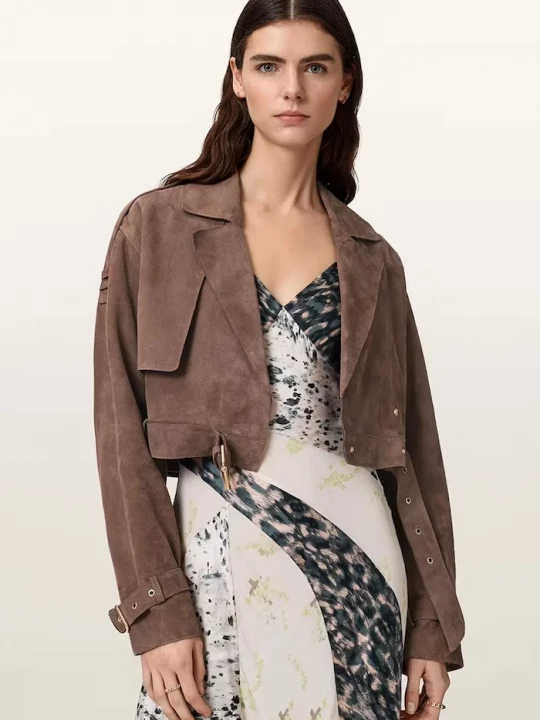 Obrázek produktu AllSaints ramoneska dámská semišová OPHELIA hnědá