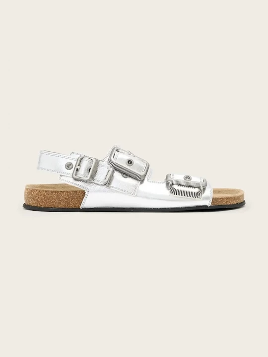 Obrázek produktu AllSaints sandály dámské kožené Staffa Sandal stříbrná