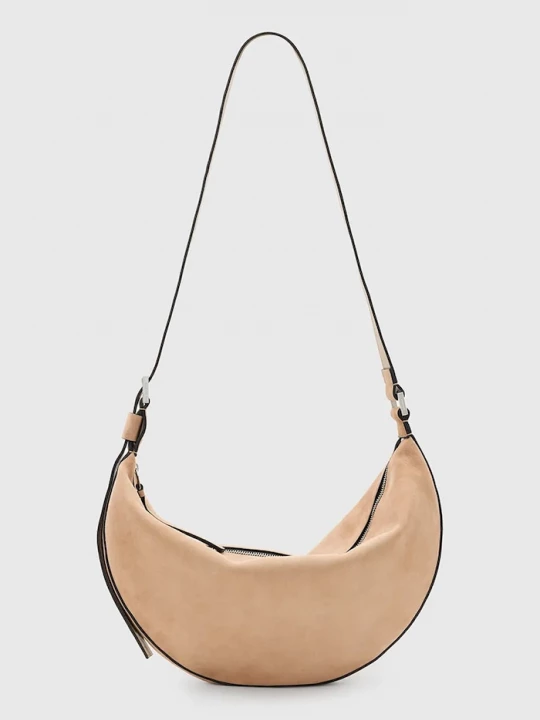 Obrázek produktu AllSaints Semišová kabelka AllSaints HALFMOON béžová