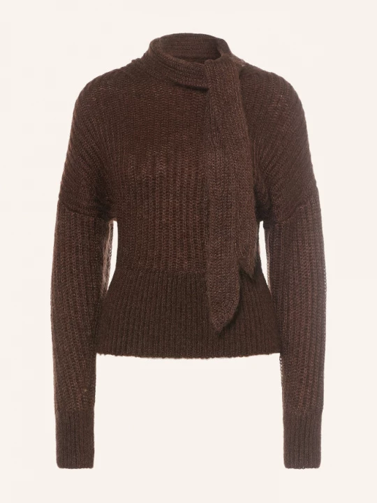 Obrázek produktu Allsaints Svetry Etty S Mohérem A Mašlí tmavě hnědá