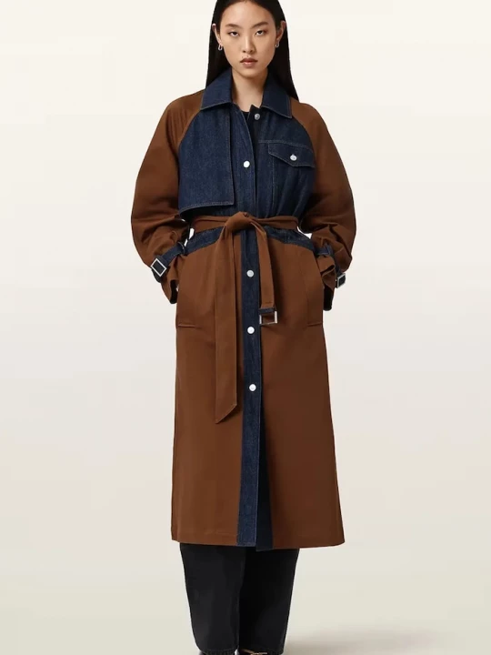 Obrázek produktu AllSaints trenčkot dámský s bavlnou DAYLY TRENCH hnědá