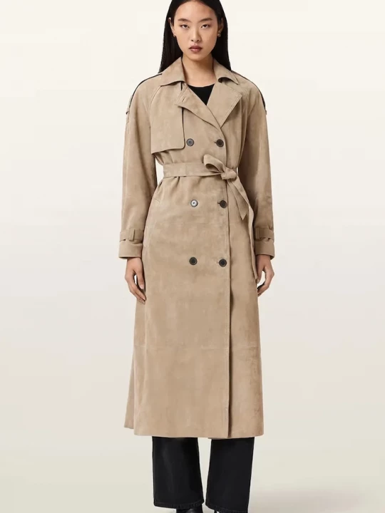 Obrázek produktu AllSaints trenčkot dámský semišový REED SUEDE béžová