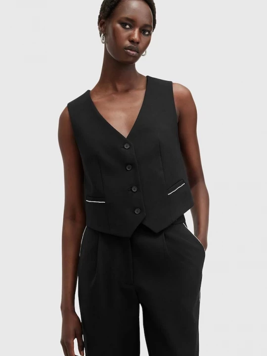 Obrázek produktu AllSaints Vesta s příměsí vlny AllSaints ATLAS KRYS WAISTCOAT černá