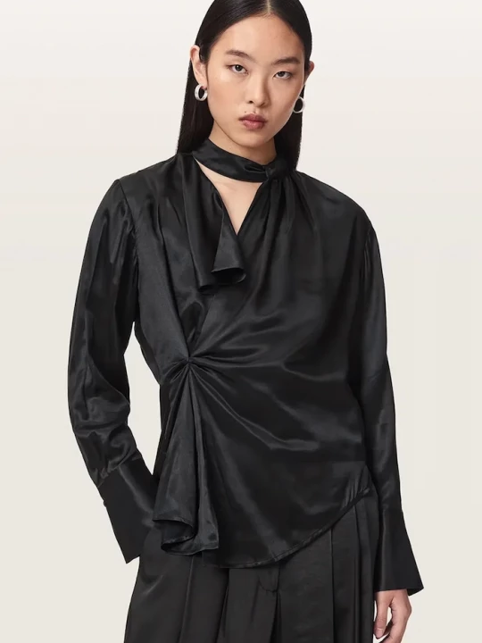Obrázek produktu AllSaints zavinovací halenka dámská z viskózy ZELLIE černá