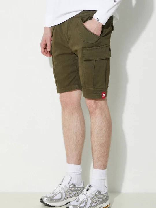 Obrázek produktu Alpha Industries cargo šortky pánské bavlněné s elastanem Airman zelená