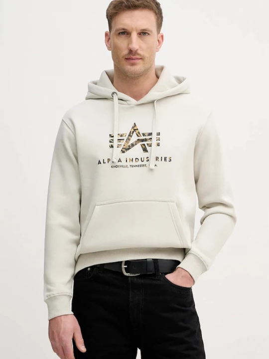 Obrázek produktu Alpha Industries Mikina Basic Hoodie BL Effect Print béžová