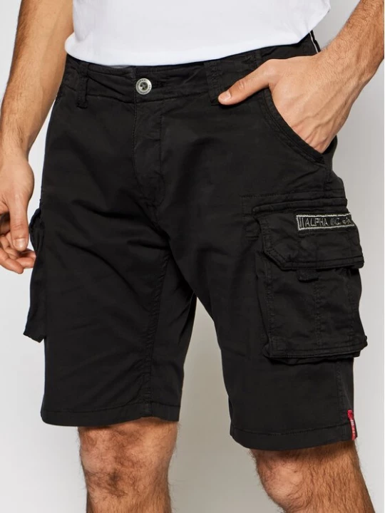 Obrázek produktu Alpha Industries Šortky z materiálu Crew 176203 Černá Slim Fit