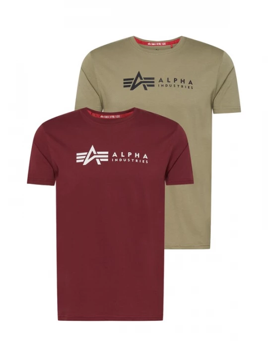 Obrázek produktu ALPHA INDUSTRIES Tričko  olivová / burgundská červeň / černá / bílá