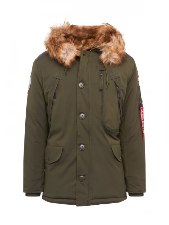 Obrázek produktu ALPHA INDUSTRIES Zimní bunda 'Polar' nažloutlá / olivová / jasně červená / bílá
