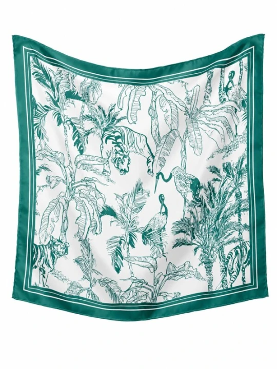 Obrázek produktu Alster Herz Šátek 'ROYAL JUNGLE' zelená / vínově červená