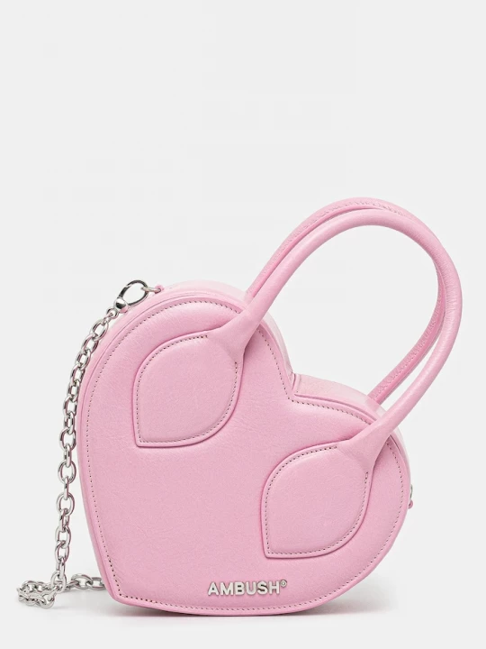 Obrázek produktu Ambush Kožená kabelka AMBUSH Heart Top Handle Bag růžová