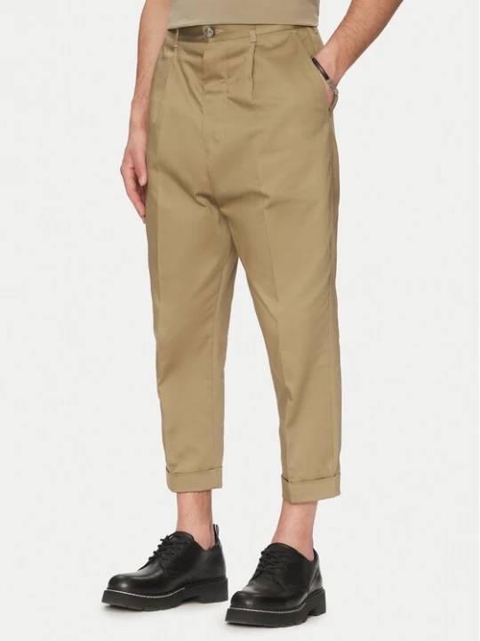 Obrázek produktu AMI Paris Kalhoty z materiálu HTR121.CO0103 Khaki Oversize
