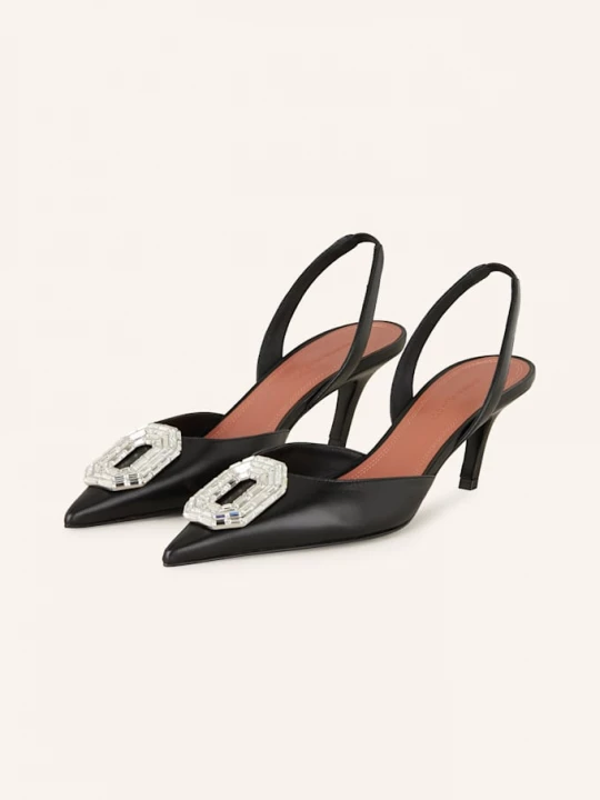 Obrázek produktu Amina Muaddi Slingpumps S Otevřenou Patou Camelia černá