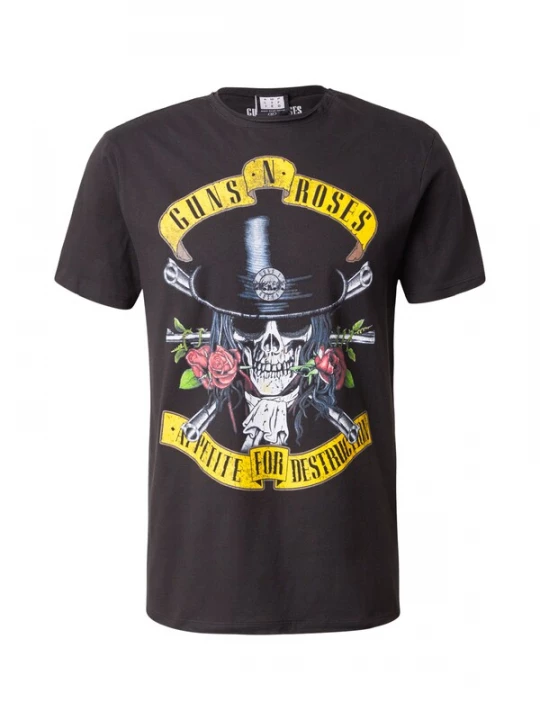 Obrázek produktu AMPLIFIED Tričko 'GUNS N ROSES - TOP HAT SKULL' žlutá / trávově zelená / černá / offwhite