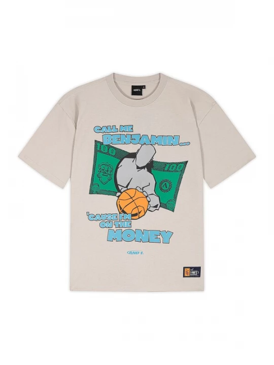 Obrázek produktu AND1 Oversized tričko 'Auf Dem Geld' azurová / režná / rákos / černá