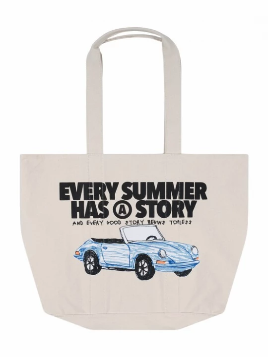 Obrázek produktu Another Cotton Lab Nákupní taška 'Summer Story' světlemodrá / černá / bílá / offwhite