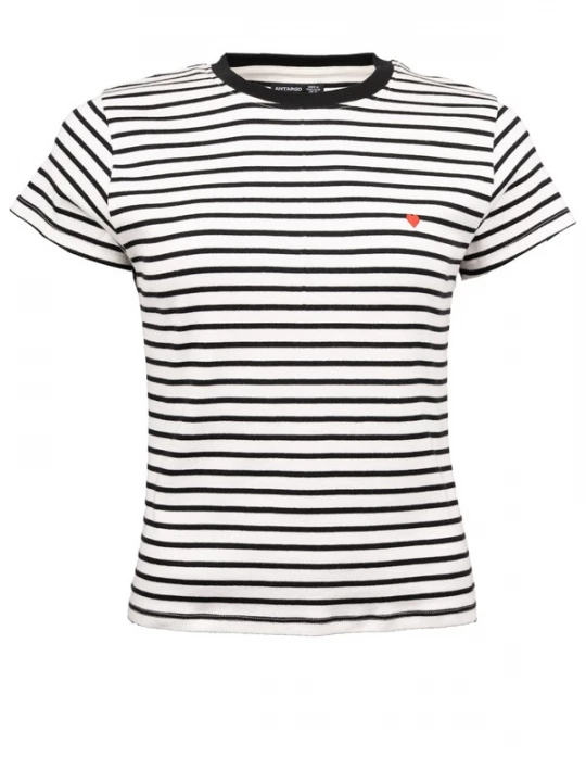 Obrázek produktu Antargo Tričko 'Women´s Stripes & Heart T-Shirt' černá