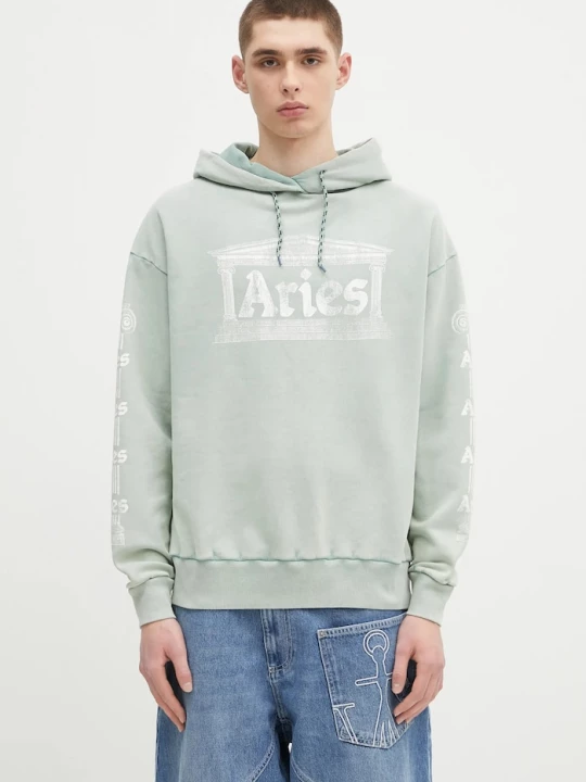 Obrázek produktu Aries Bavlněná mikina Aged Ancient Column Hoodie tyrkysová